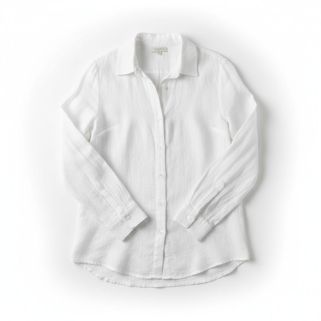 Women's White Linen Button-Up Blouse