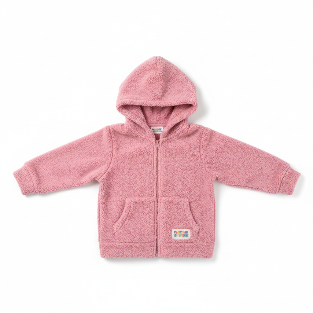 Kids' Pink Fleece Zip-Up Hoodie