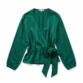 Women's Emerald Green Wrap Blouse