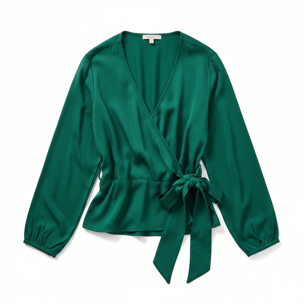 Women's Emerald Green Wrap Blouse