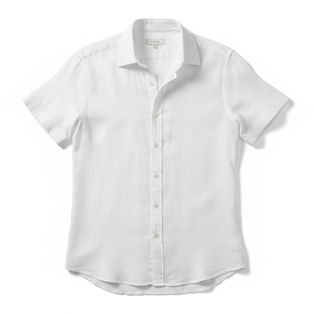 Men's White Linen Short Sleeve Shirt