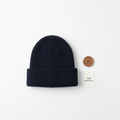 Navy Wool Knit Beanie Hat