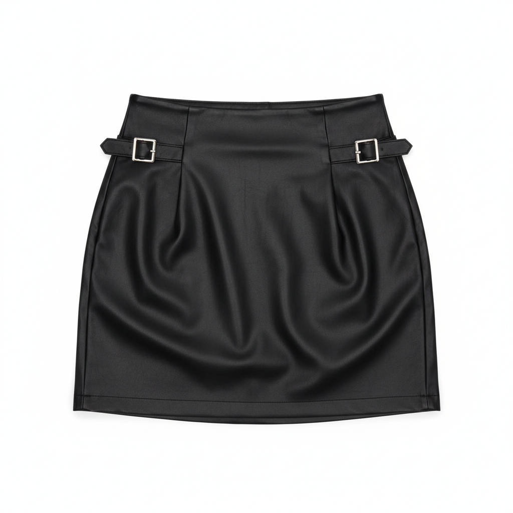 Women's Black Faux Leather Mini Skirt