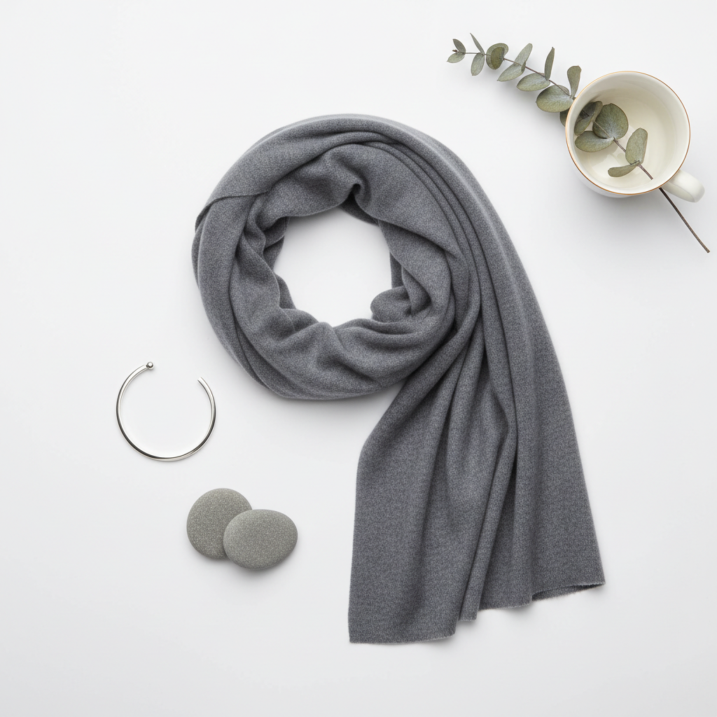 Grey Cashmere Blend Scarf