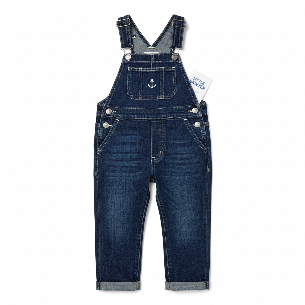 Kids' Navy Denim Dungarees