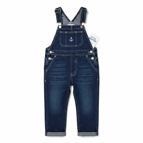 Kids' Navy Denim Dungarees