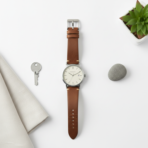 Classic Brown Leather Strap Watch
