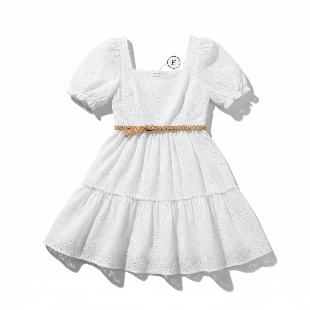 Women's White Broderie Anglaise Summer Dress